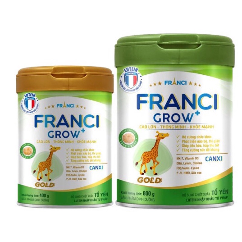 TẶNG 1 LỐC YẾN 15% -  - Sữa bột Franci Grow gold lon 800g chính hãng