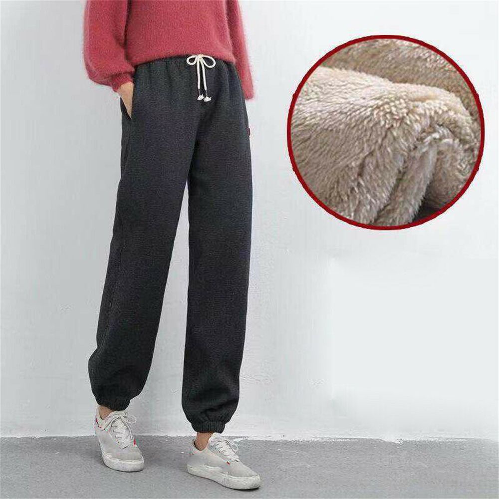 Bebetterm 1Pc Fashion Warm Casual Pant Thick Trousers Stretchy Lamb Wool Fleece Lined Warm Casual Pants
