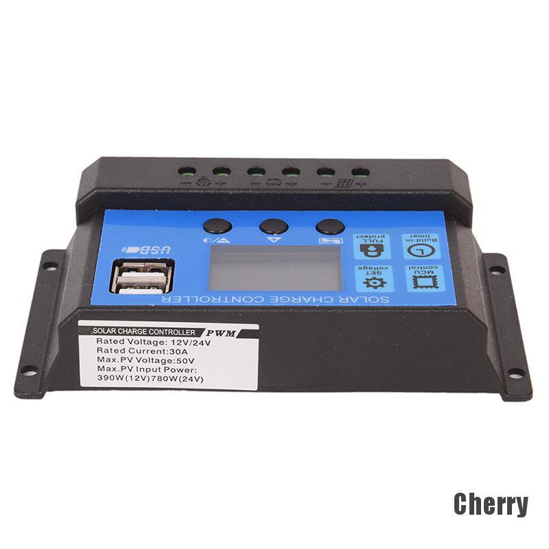 Thiết Bị Sạc Pin Năng Lượng Mặt Trời 12v / 24v 30a Pwm Lcd