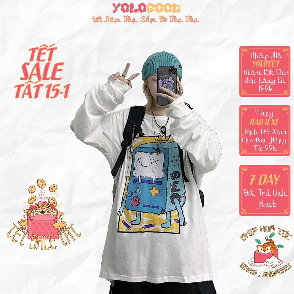 Áo thun dài tay  BMO Máy Game  phông Unisex nam nữ tee oversize form rộng pull Ulzzang Streetwear thu đông vải mềm