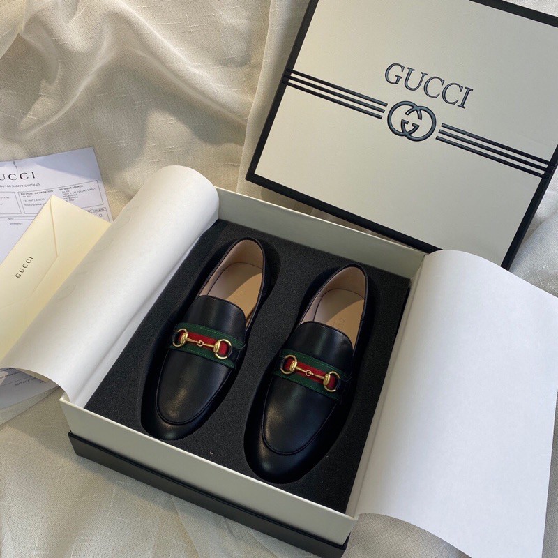 Giày lười nam Gucci GG da thật cao cấp thiết kế da trơn khoá gắn quai thời thượng