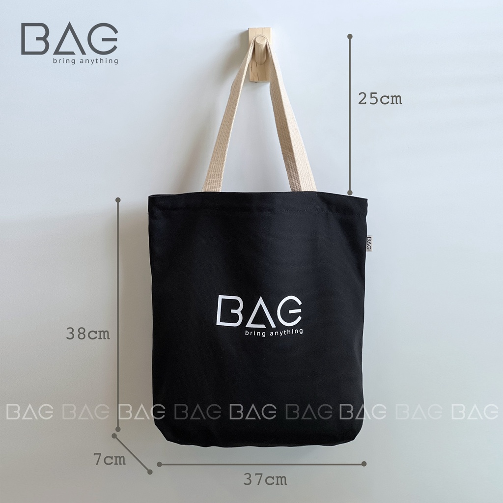 Túi tote vải đeo vai, túi vải màu tối, hàng thiết kế của BAG phong cách vintage, túi local brand