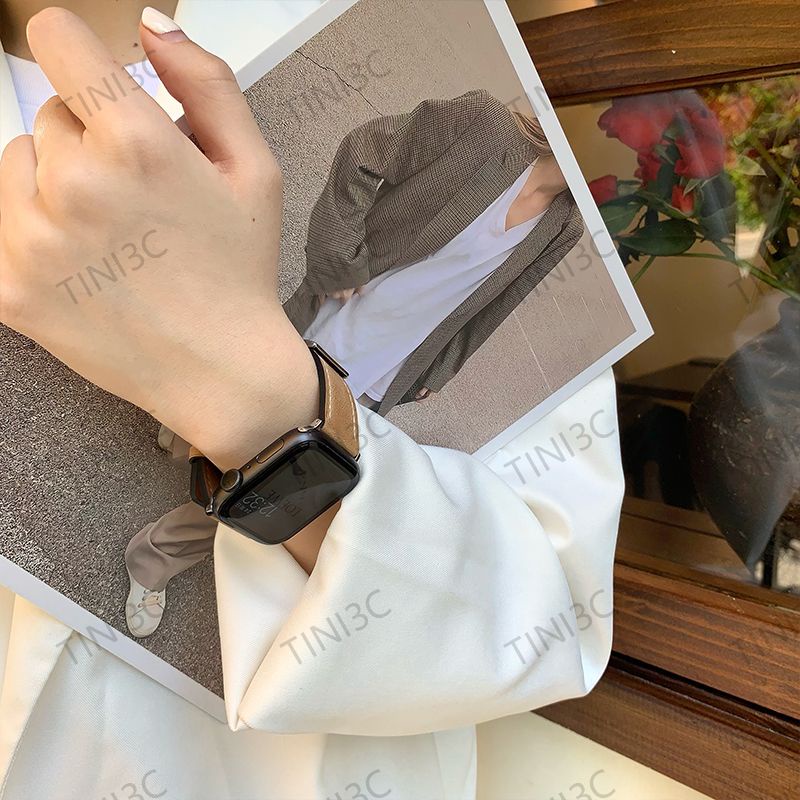 Dây Da HọA TiếT Hoa KhóA Kim LoạI Cho ĐồNg Hồ Apple Watch Series 8 7 6 5 4 3 SE S8 Ultra 49mm 44mm 40mm 41mm 45mm