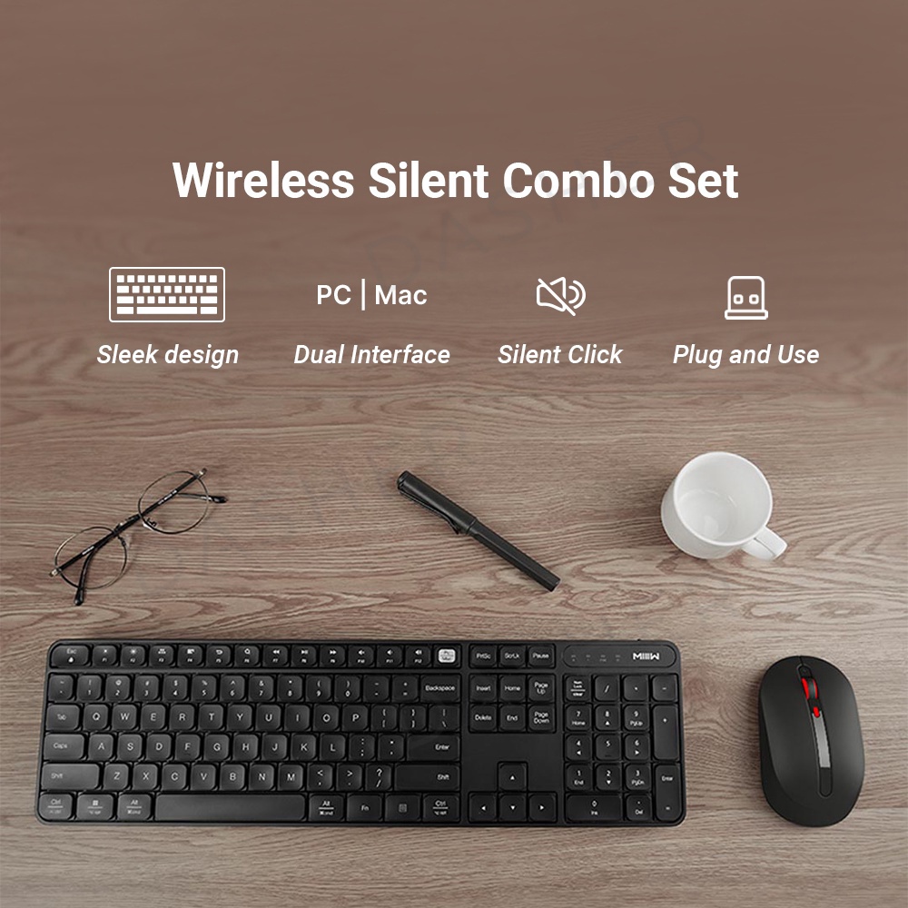 Chuột và Bàn Phím không dây Xiaomi MIIIW MWWK01 kết nối Bluetooth tốc độ 2.4Ghz