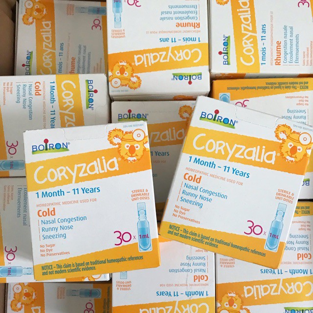 Muối uống vi lượng đồng căn Coryzalia Boiron Canada ngăn mũi dãi, chảy mũi, ngạt mũi, hắt hơi cho trẻ - Bé Dứa