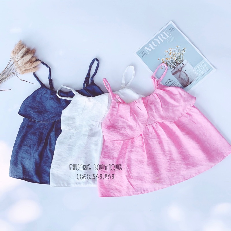 Áo 2 dây cho bé gái chất đũi xước Royal Kids