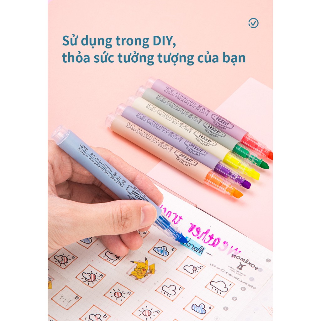 Bút highlight dấu dòng dạ quang Deli – 6 chiếc/ hộp - S624