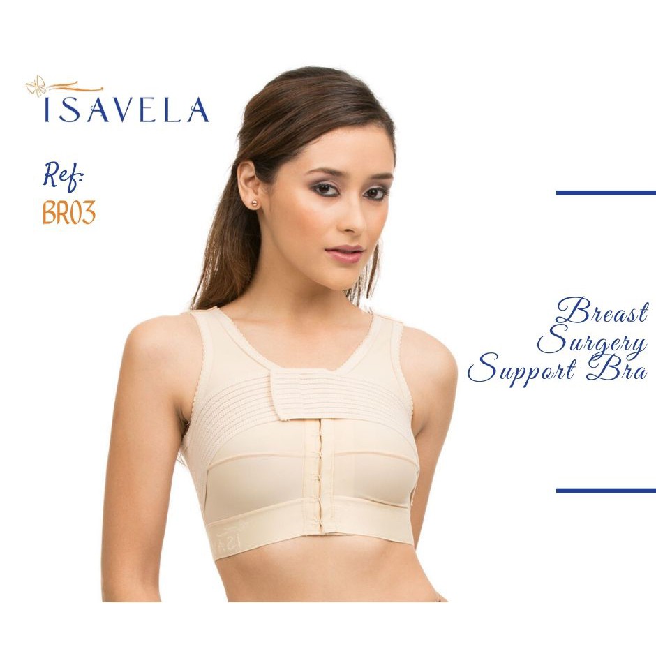 ISAVELA BR03 - Áo định hình ngực sau phẫu thuật thẩm mỹ, có dải đai ổn định ngực liền với áo