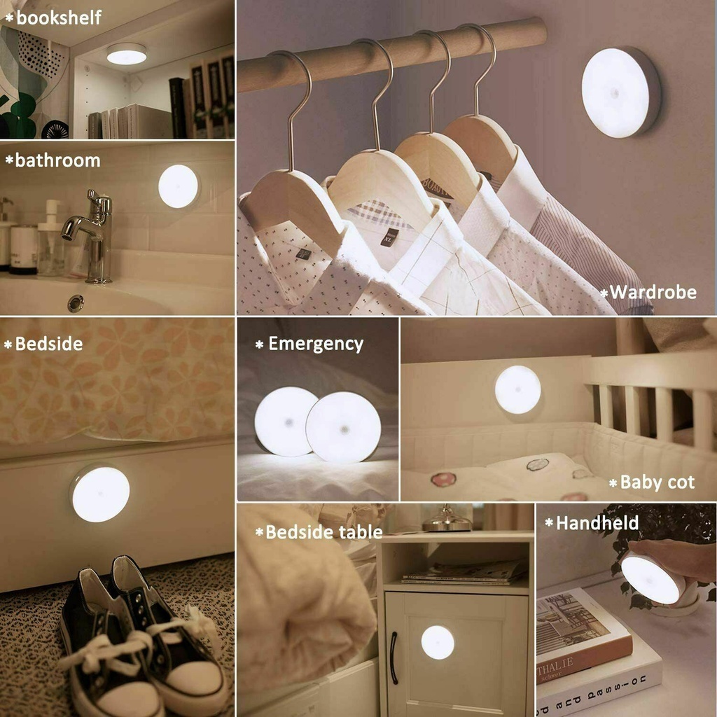 Đèn LED tròn 8 bóng cảm biến chuyển động PIR không dây sạc USB