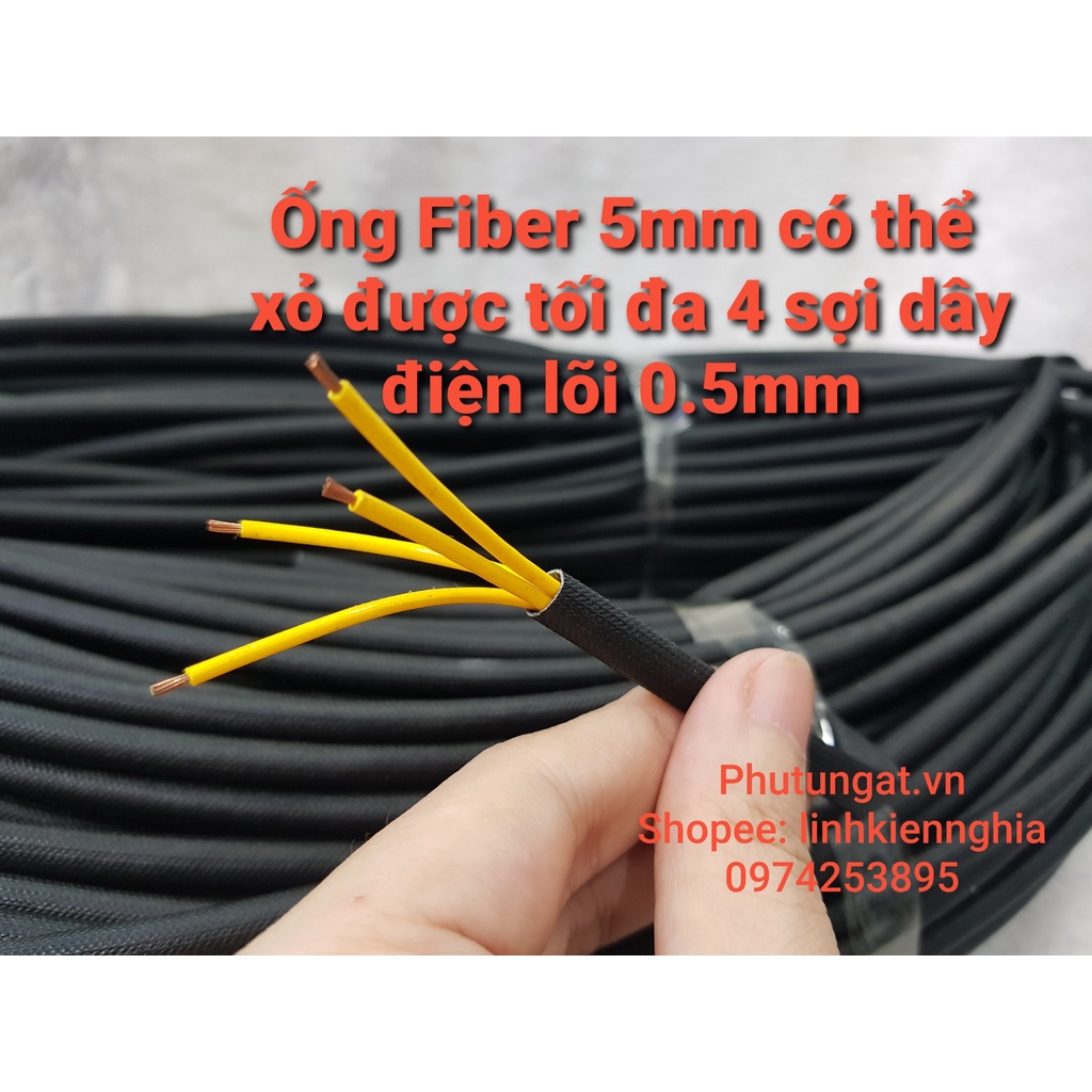 Ống Chống Cháy Sợi Thủy Tinh_Ống Fiber luồn dây Điện Chống Cháy 5mm ( 1 mét)