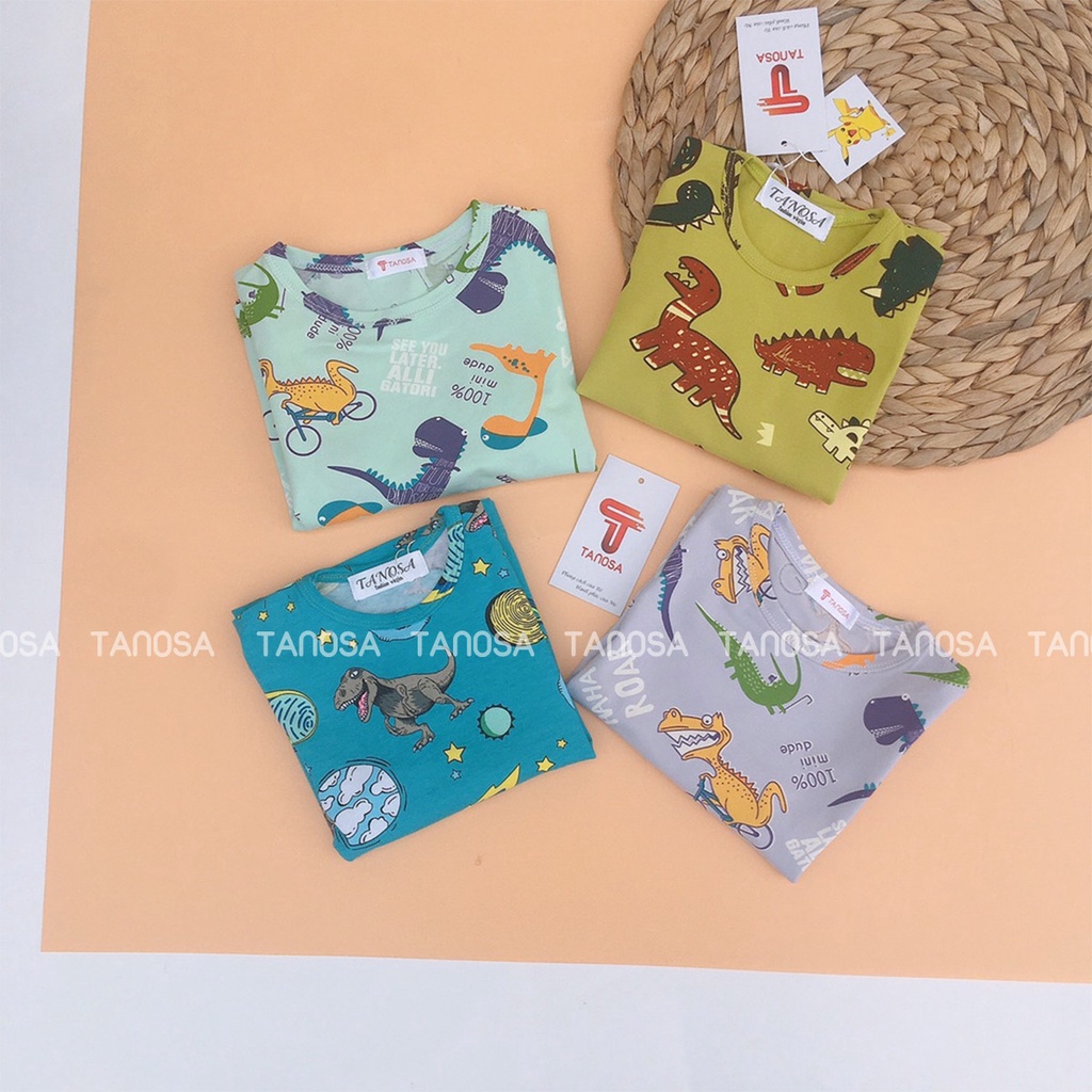 Bộ quần áo thun cotton dài tay TANOSA in hình dễ thương cho bé 1-5 tuổi