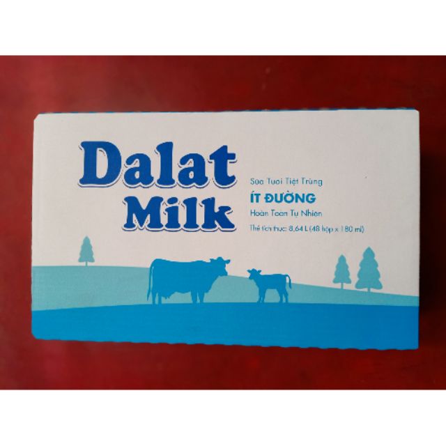 1 thùng sữa tươi ít đường 180ml của đà lạt milk