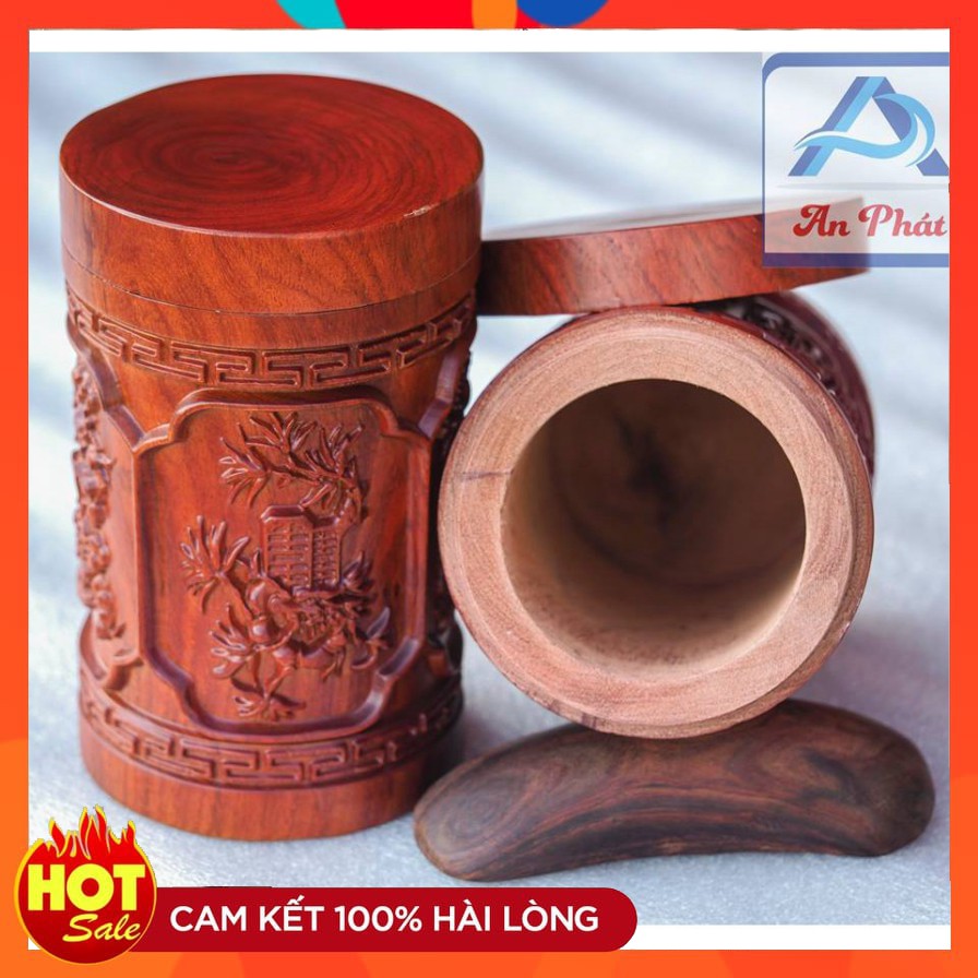 ((MIỄN SHIP)) HỘP CHÈ TỨ QUÝ BẰNG GỖ HƯƠNG NGUYÊN KHỐI