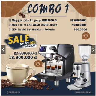 Combo MÁY PHA CÀ PHÊ CRM3200 + MÁY XAY CÀ PHÊ CHUYÊN NGHIỆP - COFFEE GRINDER + 5kg Cà phê hạt