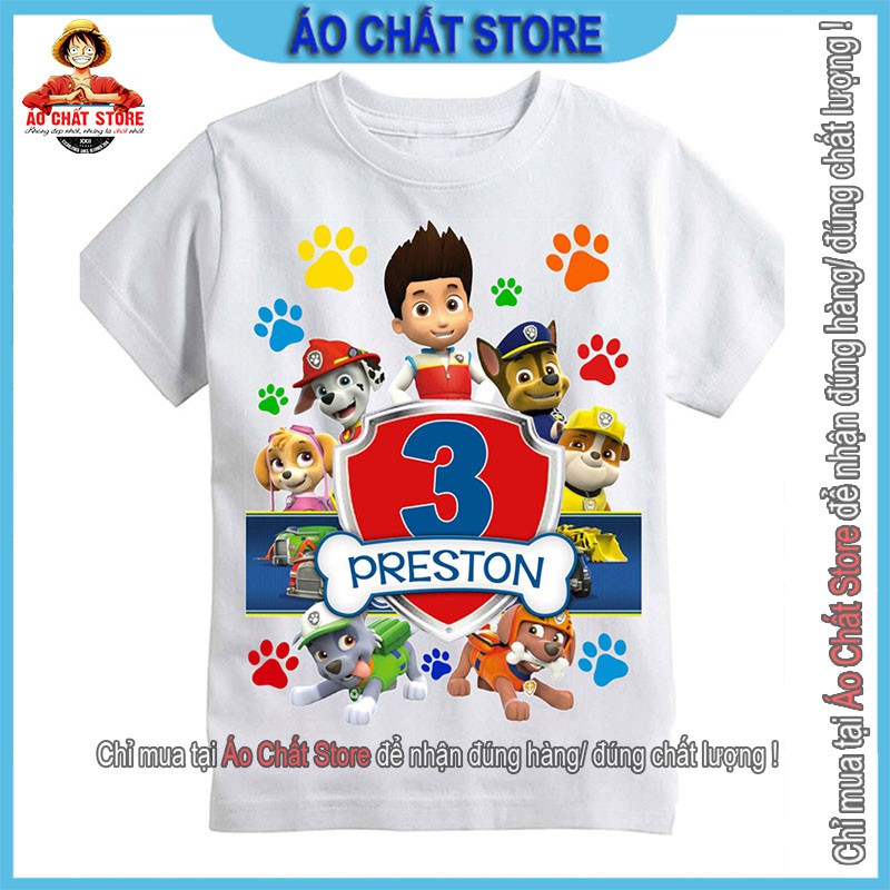 BST Áo đội chó cứu hộ trẻ em | Áo Paw Patrol Rubble tay ngắn cho bé trai  bé gái đẹp PA12 | Áo Chất Store