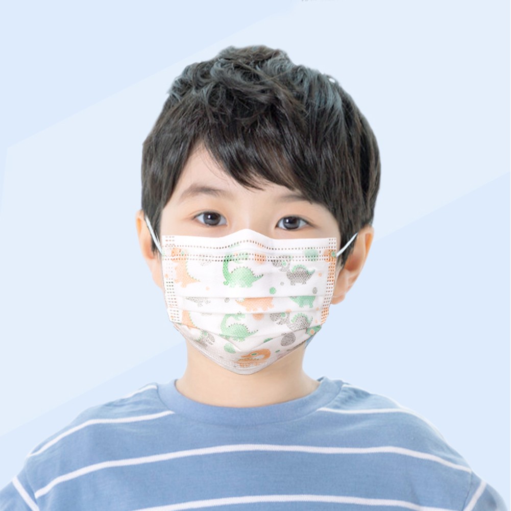 Set 50/20 Khẩu Trang 3 Lớp Chống Bụi Sử Dụng Một Lần In Hoạ Tiết Khủng Long Cho Bé