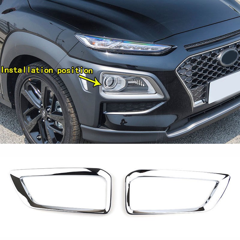 Viền Đèn Gầm Trước Sau Hyundai Kona 2018 2019 2020 2021 Mạ Crom
