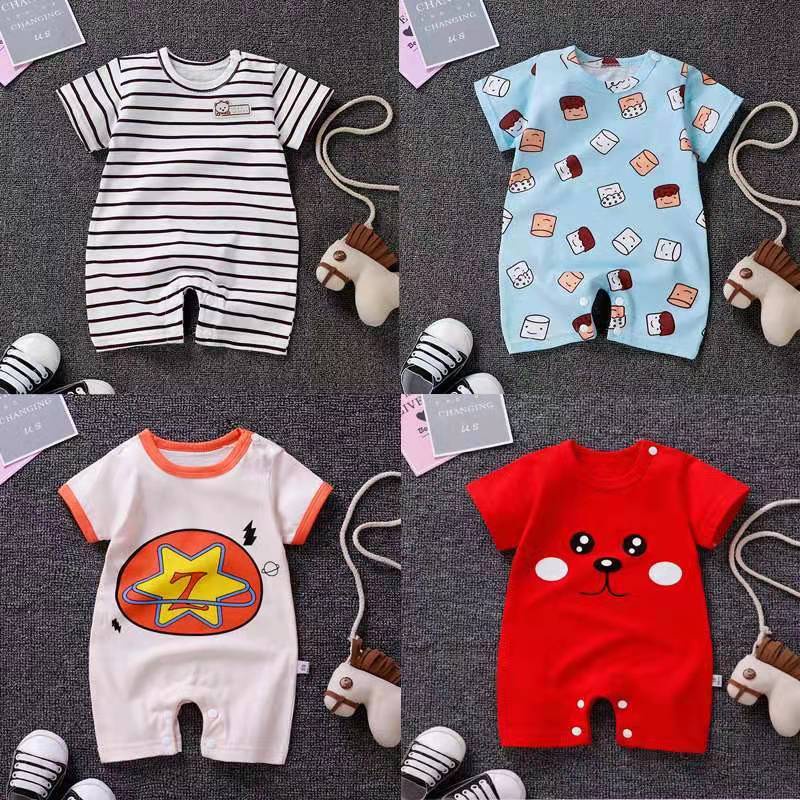 Áo Liền Quần Cotton Ngắn Tay Cho Bé Sơ Sinh