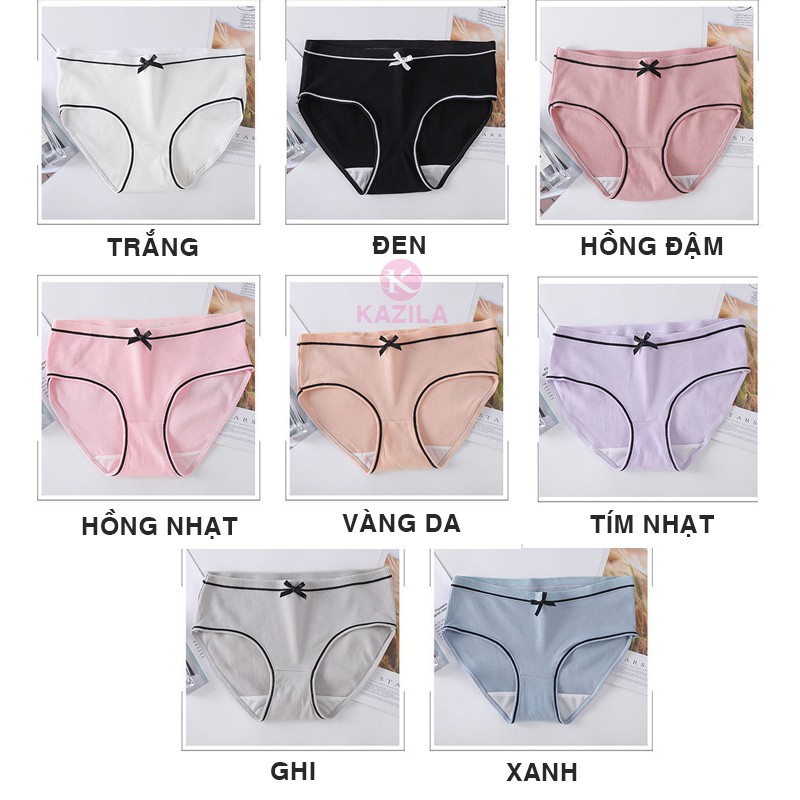 Quần lót nữ gân tăm gắn nơ dễ thương, quần chip nữ kiểu Nhật thoáng khí Kazila QLH2 | BigBuy360 - bigbuy360.vn