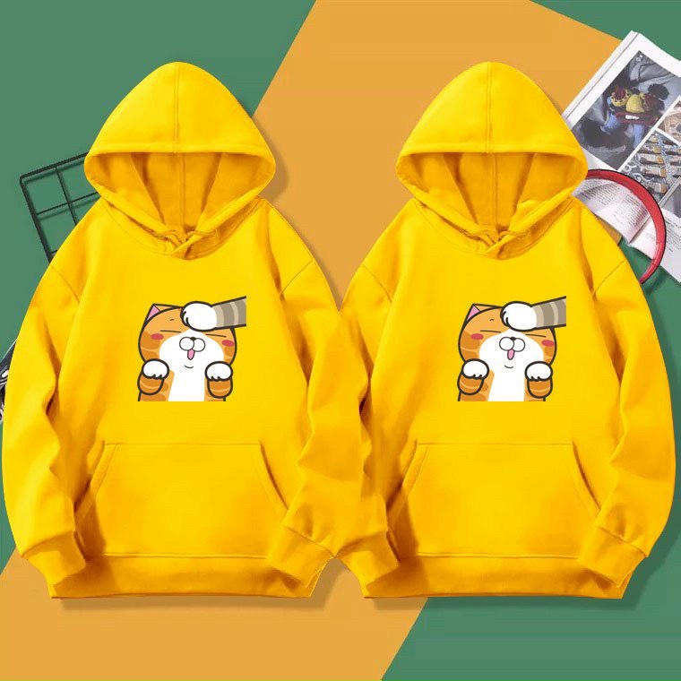 [ KHOÁC HÈ ] ÁO KHOÁC HOODIE NỈ UNISEX IN PÉT MÈO CUTE NHIỀU MÀU