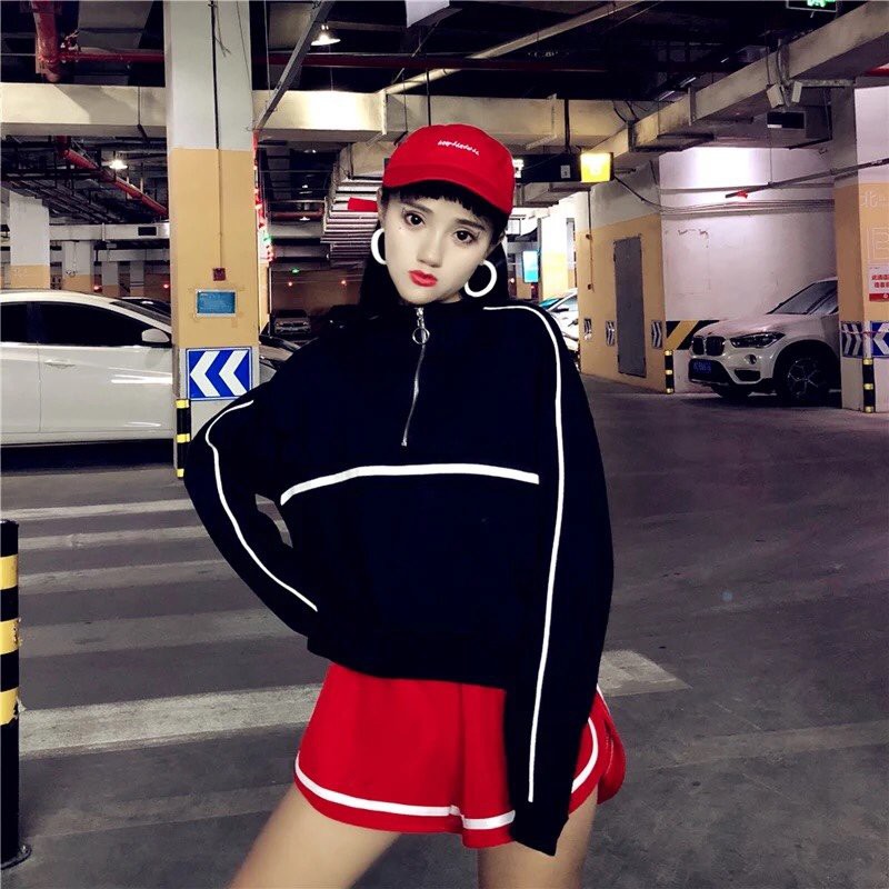 Áo form rộng kéo quá cổ phá cách teen TTS0051