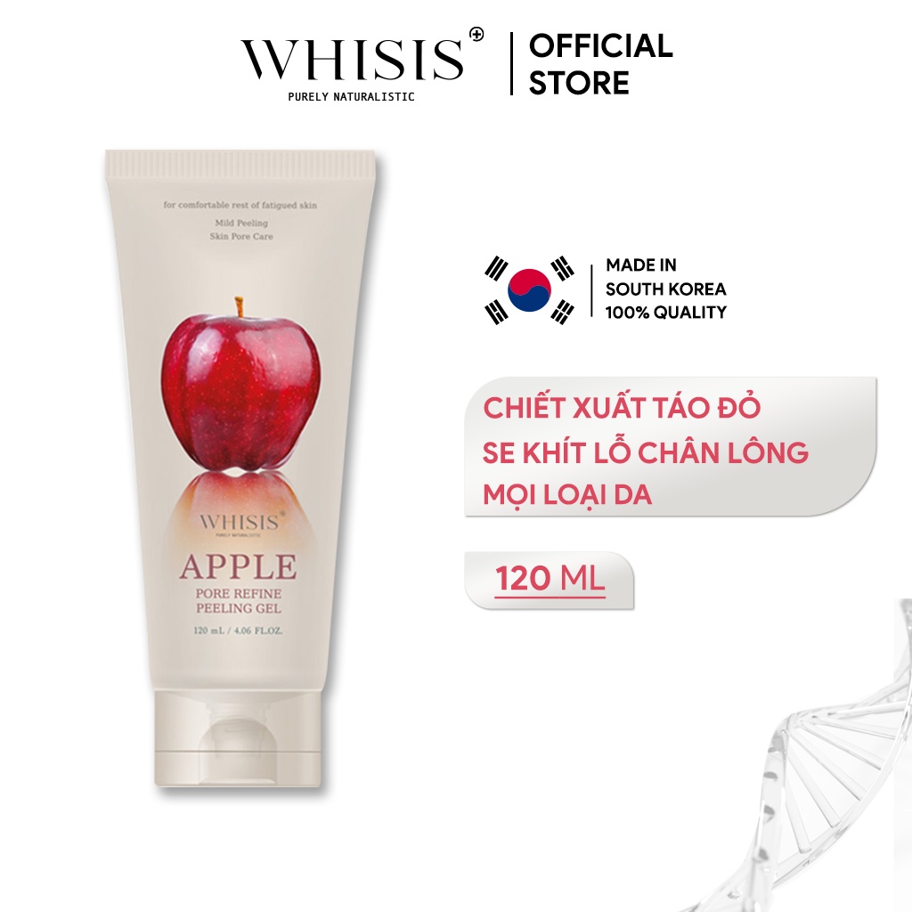 Tẩy Tế Bào Chết Mặt Dạng Gel WHISIS Apple Pore Refine Peeling Gel Thu Nhỏ Lỗ Chân Lông Chiết Xuất Táo Đỏ Lên Men 120ml