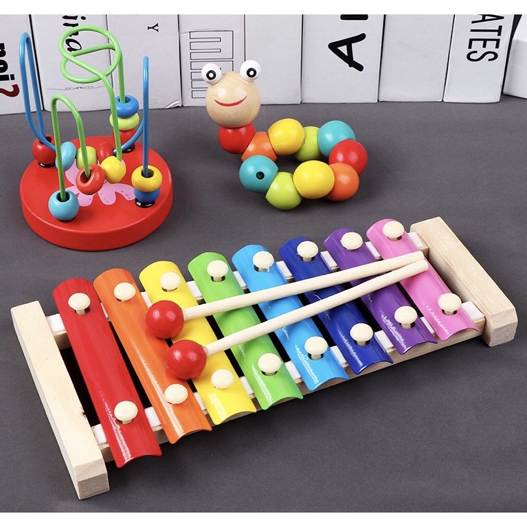 [Đồ chơi gỗ] Combo 6 món đồ chơi bằng gỗ thông minh phát triển tư duy cho bé Master Kids