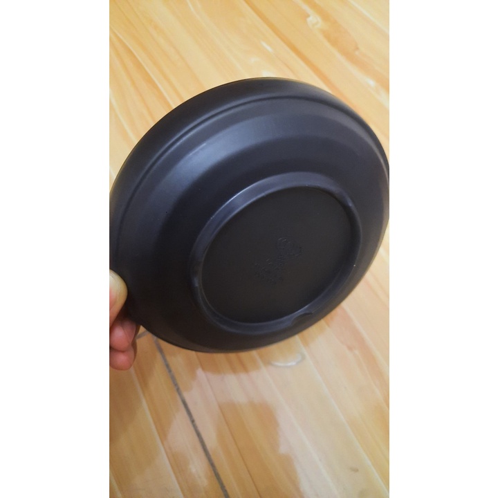 Dĩa tròn gân sâu nhựa Melamine nhám đen Size 13.9 x 3.3 cm