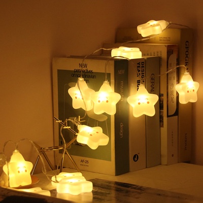 Dây Đèn LED Hình Ngôi Sao / Mặt Cười / Mặt Cười Trang Trí Phòng Ngủ Cho Bé Gái