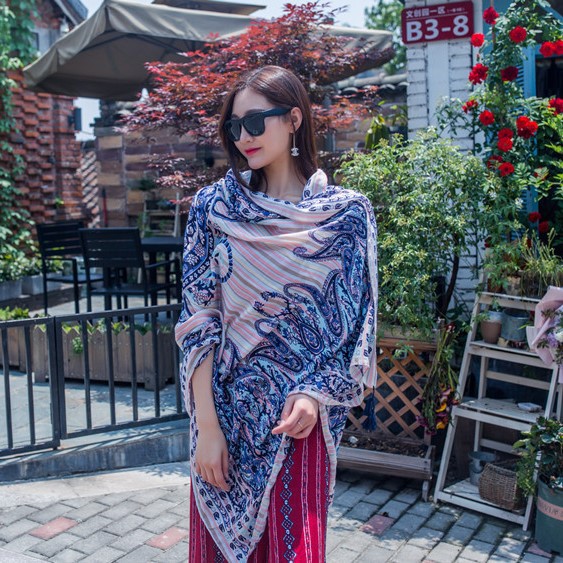 Khăn choàng Boho thổ cẩm đi biển và giữ ấm vào mùa đông, khăn thời trang nữ