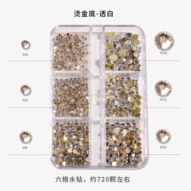 Đá đính móng, Đá nail chân keo mix size gắn móng (6 size)