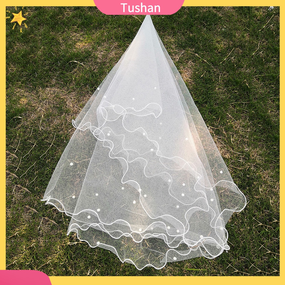 Khăn Voan Cài Tóc Cô Dâu Đính Ngọc Trai Sang Trọng