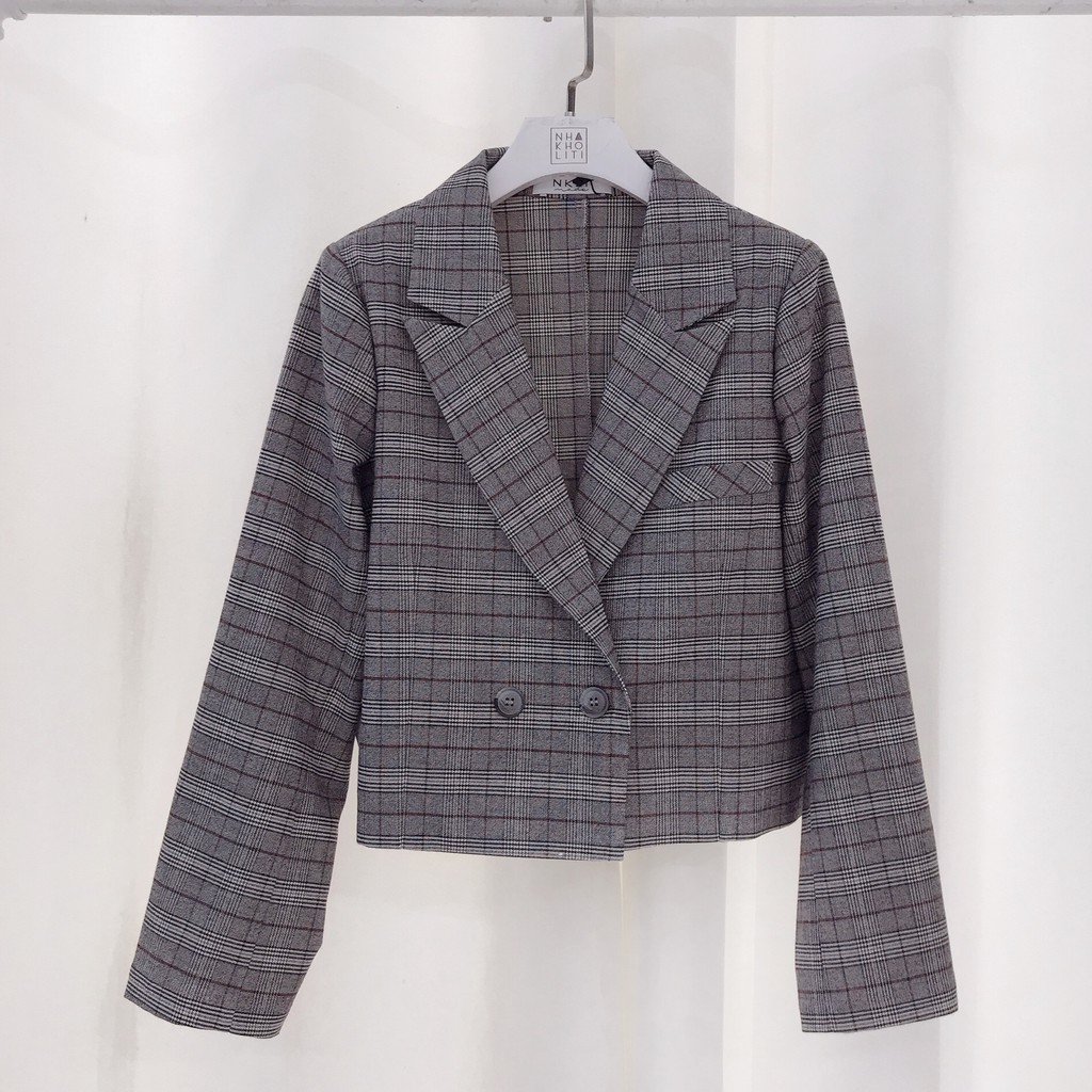 Áo khoác blazer crop caro TK - AKTK032 | BigBuy360 - bigbuy360.vn