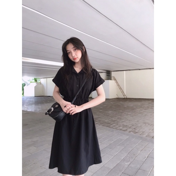 Đầm sơ mi dây rút eo JulieHouse