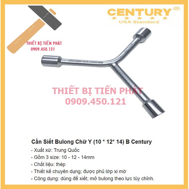 CẦN SIẾT BULONG CHỮ Y, CẦN TUÝP CHỮ Y CENTURY 3 SIZE A , B, C  Chính Hãng