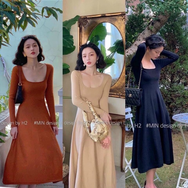 Váy maxi cổ vuông
