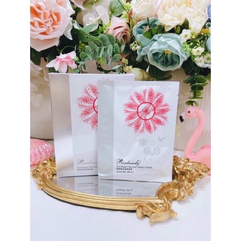 Mặt Nạ Dưỡng Da collagen rose beauty yến trắng-mặt nạ đẹp da chống lão hoá (hộp 10 miếng)