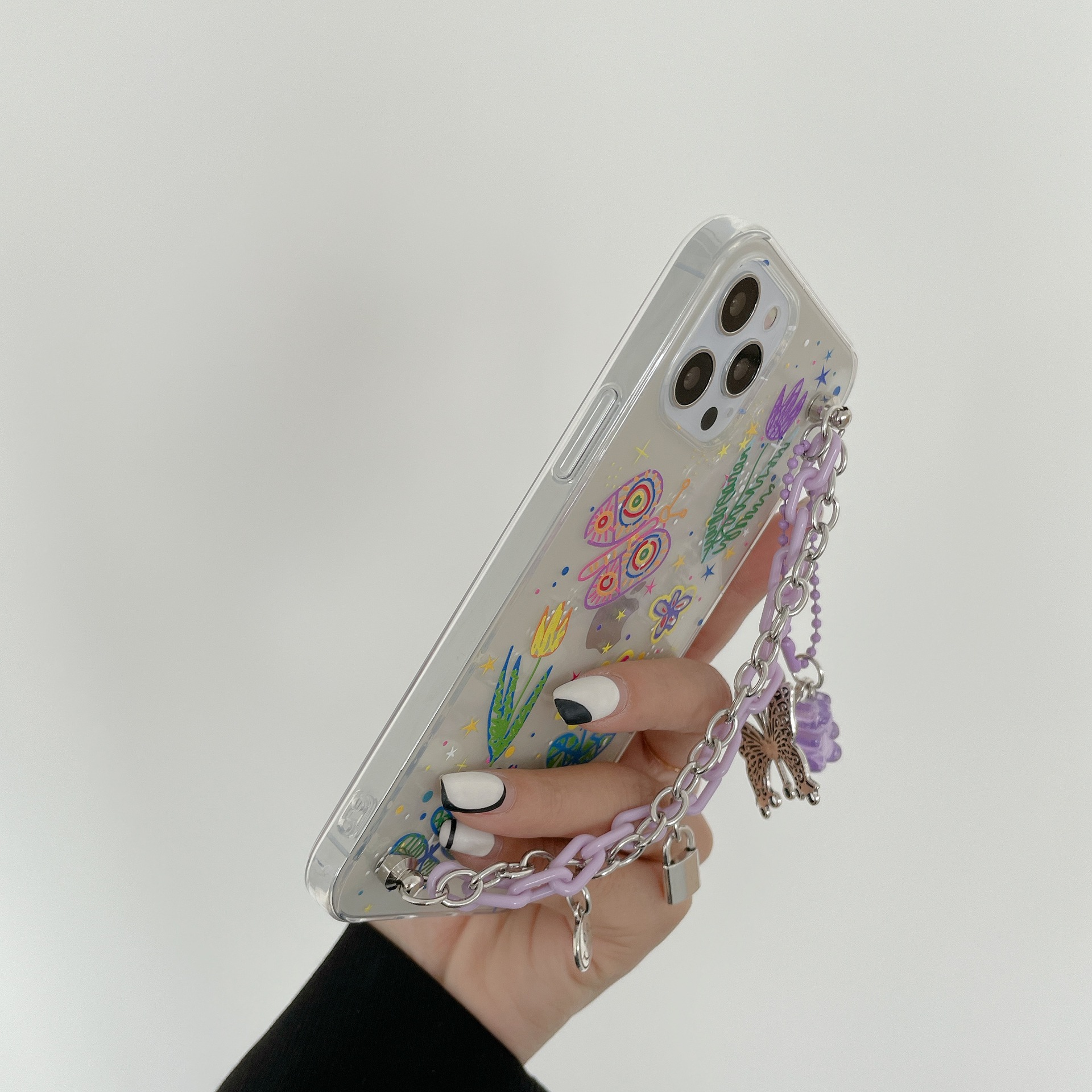 Ốp điện thoại kèm dây đeo họa tiết bướm cho IPHONE 12 11/12 PRO MAX/8 PLUS/12 MINI/XS/7/8/X/XR/XSMAX 11 PRO MAX | BigBuy360 - bigbuy360.vn