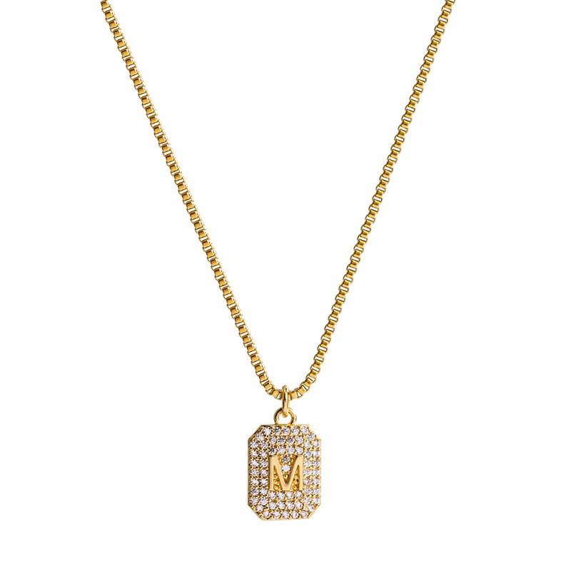 Dây chuyền nữ Novset  , vòng cổ nữ Mặt Chữ M Đính Đá Zircon sang trọng cho nàng