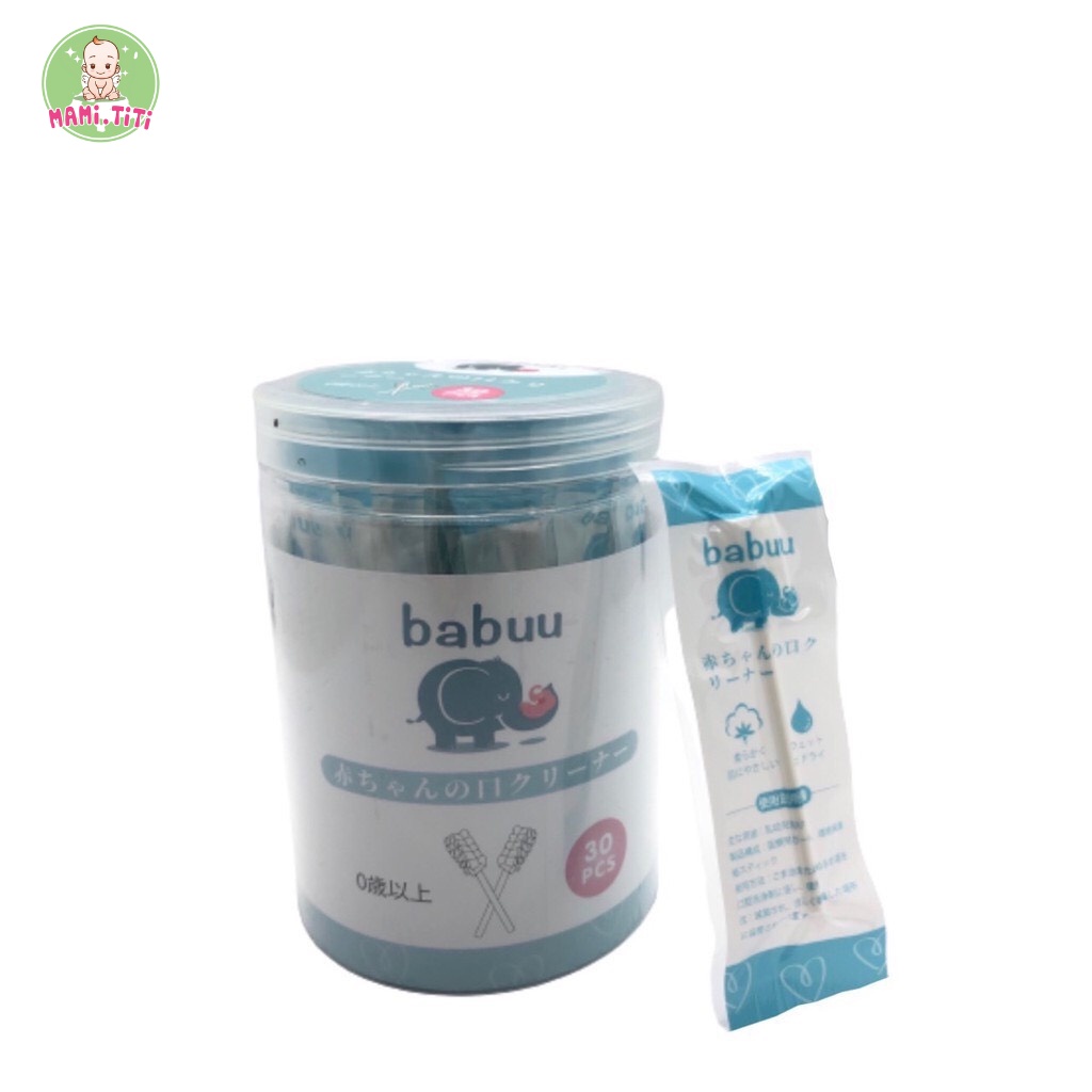 Rơ lưỡi cho bé, hộp rơ lưỡi 30 que V-coool - BABUU - Baby oral care an toàn vệ sinh răng miệng cho bé