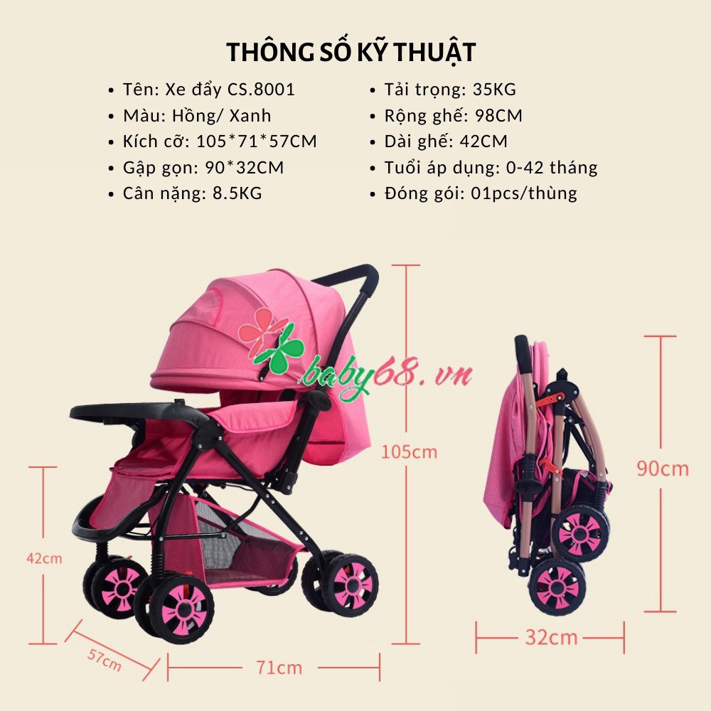 Xe đẩy hai chiều cao cấp CS.8001