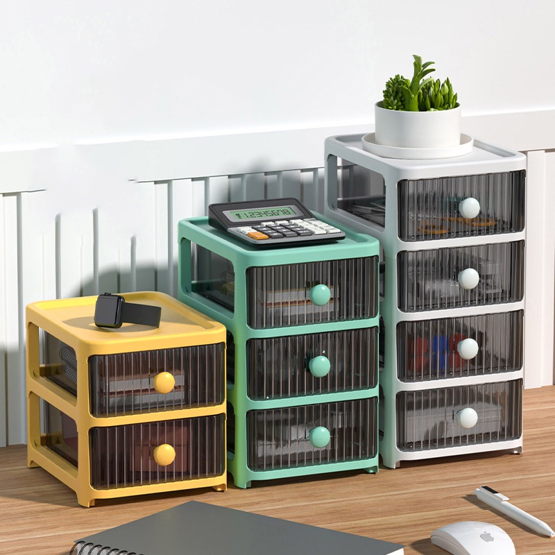 Hộp Đựng Đồ Dùng Để Bàn Cỡ Nhỏ Trong Suốt Có Ngăn Kéo Tiện Dụng Cho Học Sinh / Văn Phòng