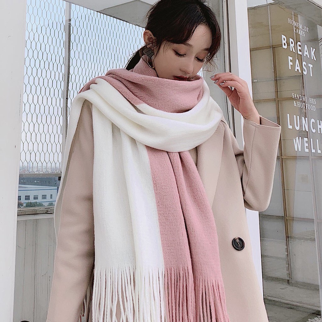 Khăn choàng len lông cừu nam nữ quàng cổ giữ ấm cashmere, chất dệt mịn thời trang 2021 cao cấp