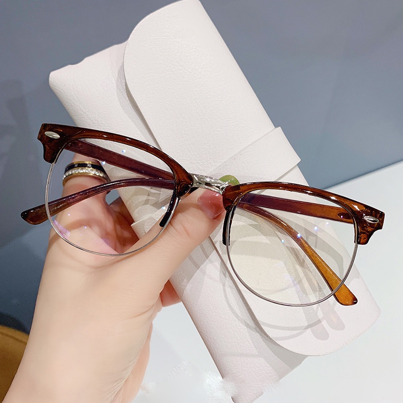Thời trang mới nửa khung gương phẳng đinh gạo trang trí nam giới và phụ nữ kính phổ biến Hàn Quốc kính phổ biến