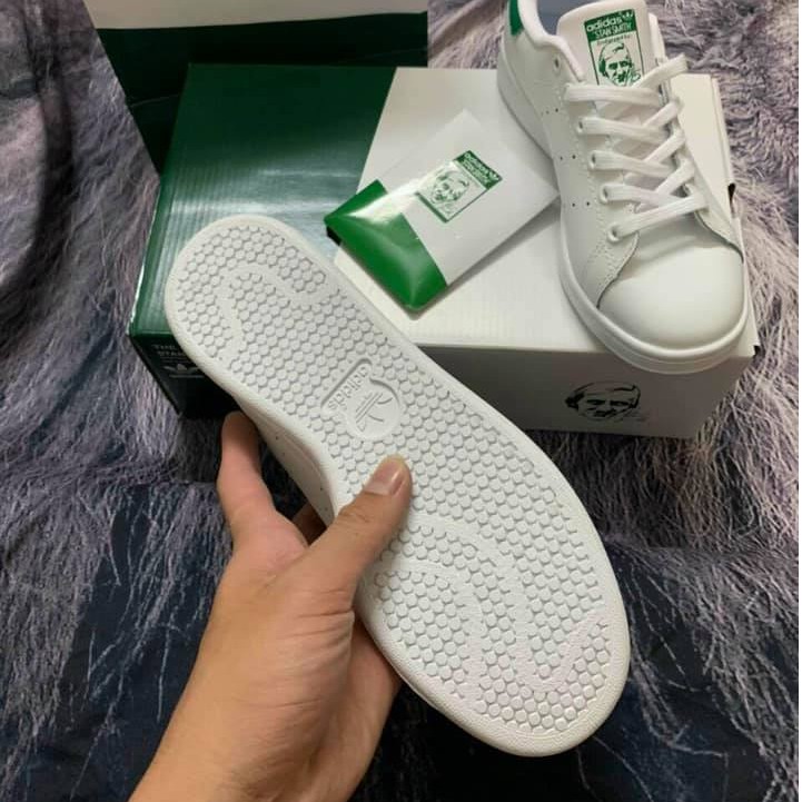 Giày thể thao sneaker stan smith màu trắng gót xanh full size, full bill box hàng 1:1 | BigBuy360 - bigbuy360.vn