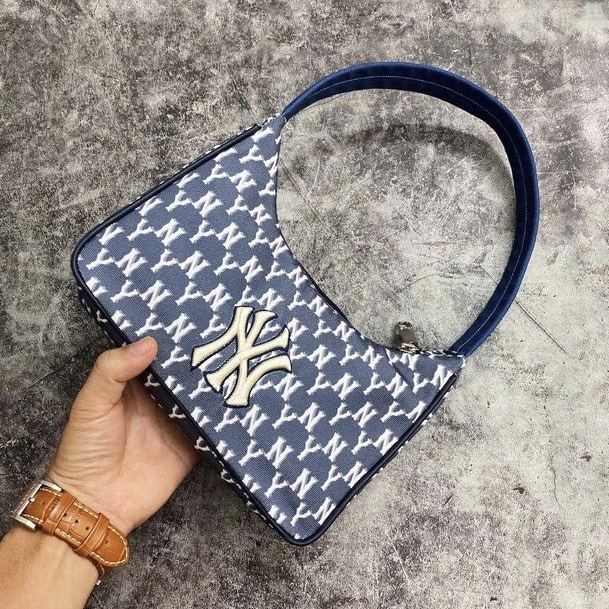 Túi Kẹp Nách MLB Monogram Jacquard Hobo Bag - Blue HÀNG  XUẤT DƯ FULL TEM TAG