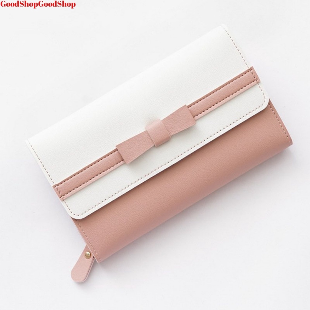 VÍ NỮ DÀI CẦM TAY NEW-0043 PHỐI HÌNH NƠ SANG TRỌNG, VỚI NHIỀU NGĂN TIỆN DỤNG, CHẤT LIỆU DA CAO CẤP, BỀN ĐẸP