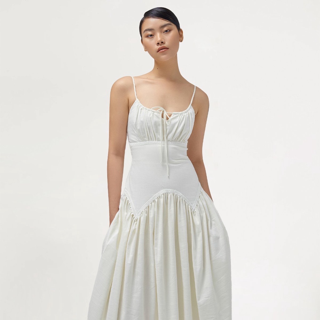 DEAR JOSÉ - Đầm dài hai dây A True Love Kiss vải linen trắng