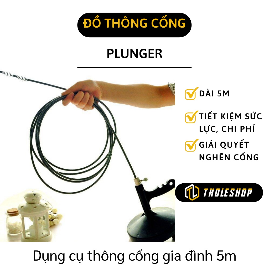 Cây Thông Cống - Dụng Cụ Thông Tắc Cống Chuyên Nghiệp Đầu Lò Xò Dài 5m 3571
