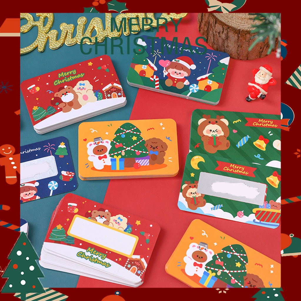 Surpr 1 Bộ Thẻ Cào Họa Tiết Giáng Sinh Tinh Tế Màu Sắc Sống Động Làm Phần Thưởng Chống Trầy Xước Kèm Nhãn Dán Trang Trí Nhà Cửa